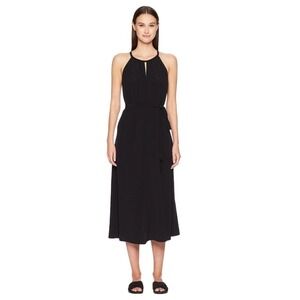 EILEEN FISHER Black Tencel Viscose Crepe Halter Midi Dress M NWT